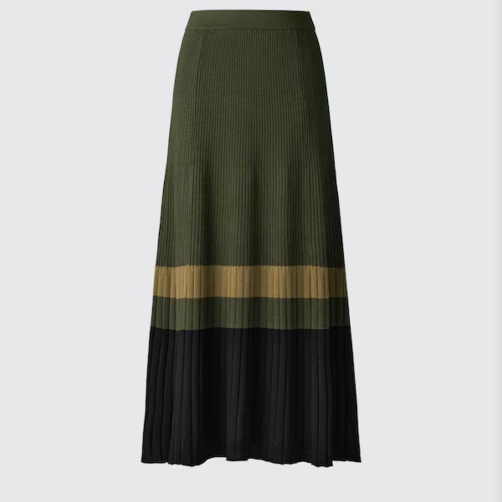 Uniqlo Merino Blend Colorblock Knit Skirt